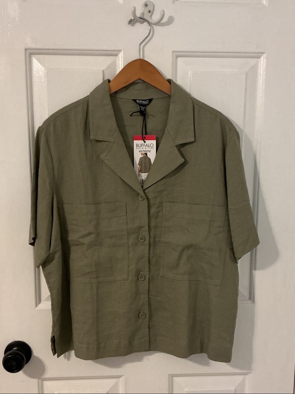 Buffalo David Bitton Olive Green Short-Sleeve Button-Front Shirt